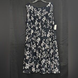 Lane Bryant Navy and White A-Line Midi Dress